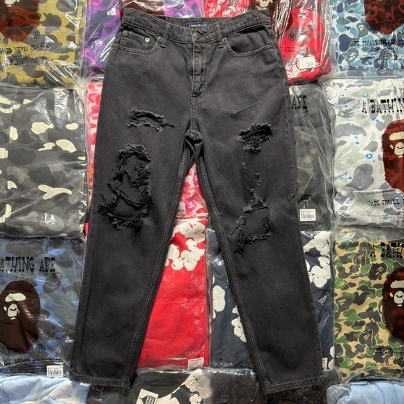 Aeropostale Other - Aeropostale Black Distressed Denim Mom Jeans